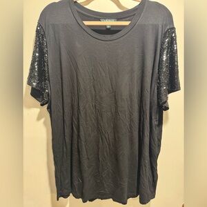 Ralph Lauren black sequin sleeve tshirt. Size 2X.